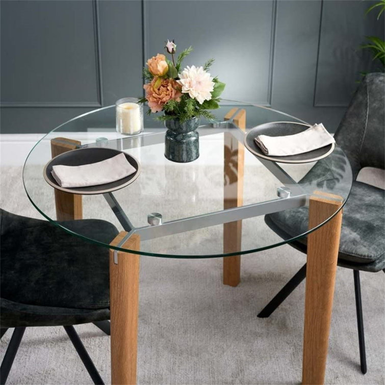 Ivy Bronx Round Glass Dining Table 100Cm | Wayfair.co.uk